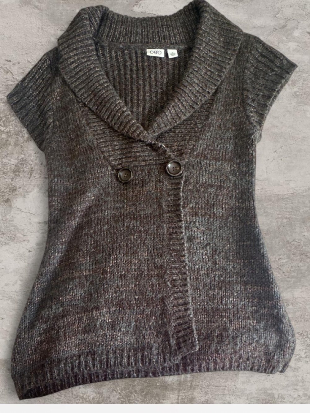 Cato Brown Knit Shawl Collar Sweater Vest Dark Academia Fall Cozy 🤎